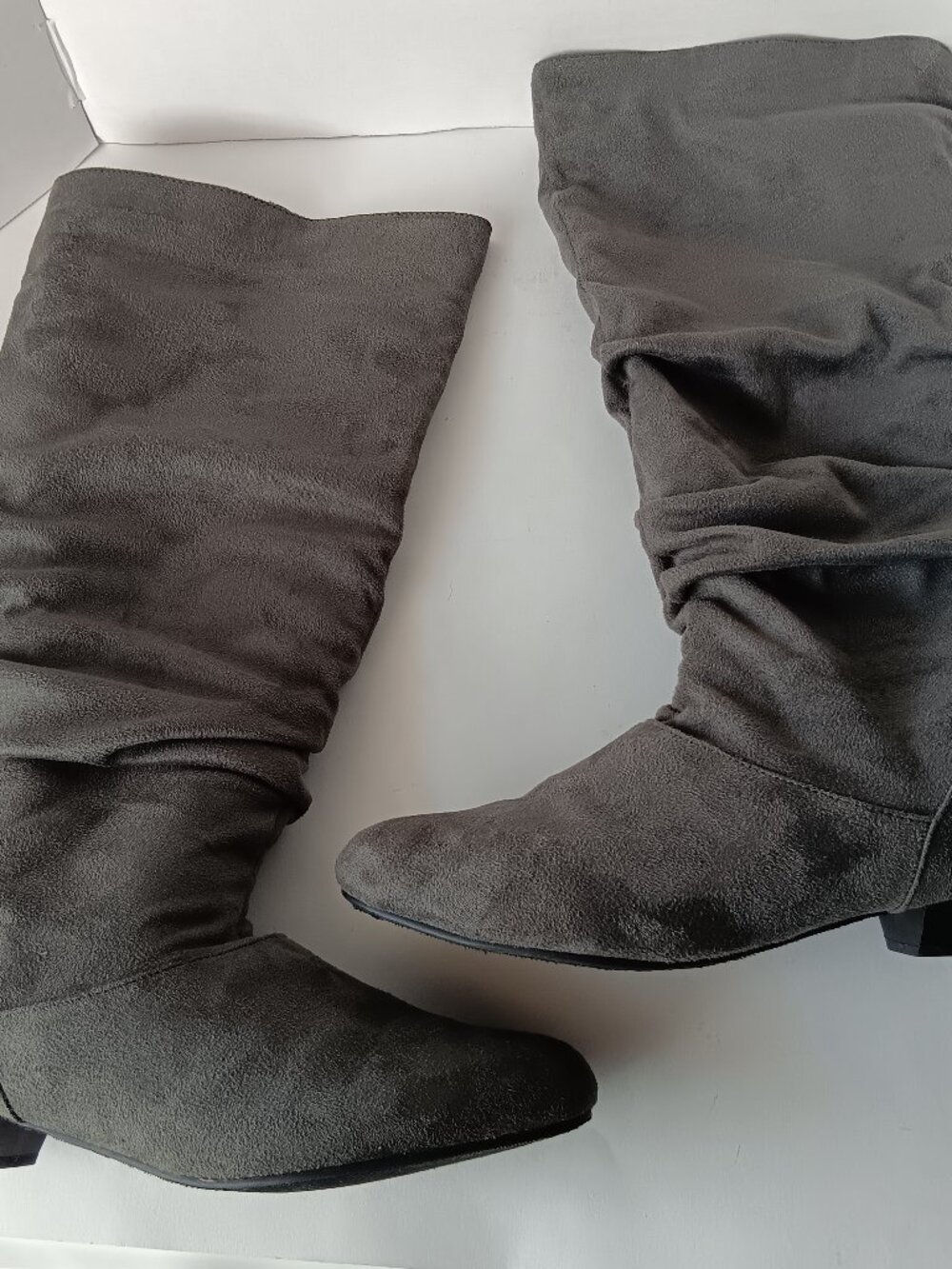 Lane Bryant Gray Wide Calf Faux Suede Boots -- Size 11 Wide